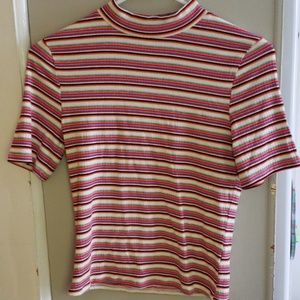 Striped mock neck shirt